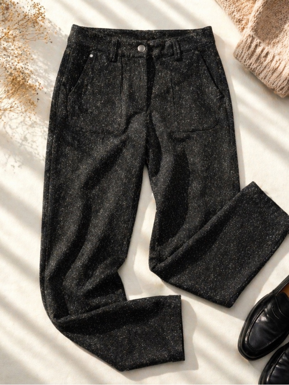 Vintage woolrich Wool Blend Pants | Charcoal Speckled Straight Leg - Picture 3 of 11